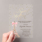 Eiffel Tower Bow Gold Diamonds Black Sweet 16 Acryl Uitnodigingen (Insitu (Draagbaar))