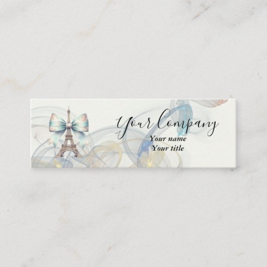 Eiffel Tower & Bow Mini Business Card Mini Visitekaartje (Voorkant)