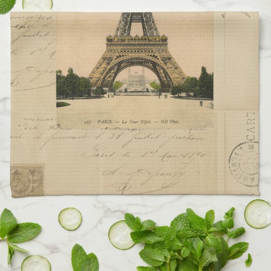 Eiffel Tower Briefkaart Kitchen Towel Theedoek (Gevouwen)