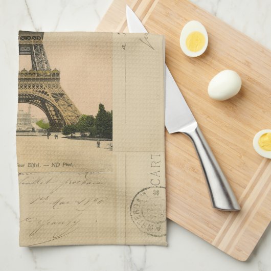 Eiffel Tower Briefkaart Kitchen Towel Theedoek (Quarter Fold)