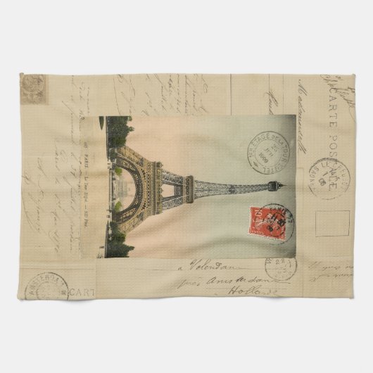 Eiffel Tower Briefkaart Kitchen Towel Theedoek (Horizontaal)