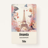 Eiffel Tower Butterflies and Flowers Badge (Achterkant)