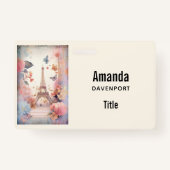 Eiffel Tower Butterflies and Flowers Badge (Voorkant)