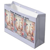 Eiffel Tower Butterflies and Flowers Birthday Groot Cadeauzakje (Voorkant Gekanteld)