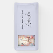 Eiffel Tower Butterflies and Flowers Birthday Spandoek (Verticaal)