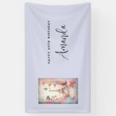 Eiffel Tower Butterflies and Flowers Birthday Spandoek (Verticaal)