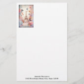 Eiffel Tower Butterflies and Flowers Briefpapier (Voorkant)