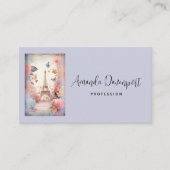 Eiffel Tower Butterflies and Flowers Business Card Visitekaartje (Voorkant)