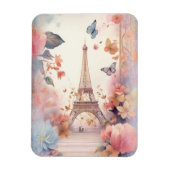 Eiffel Tower Butterflies and Flowers Magneet (Verticaal)