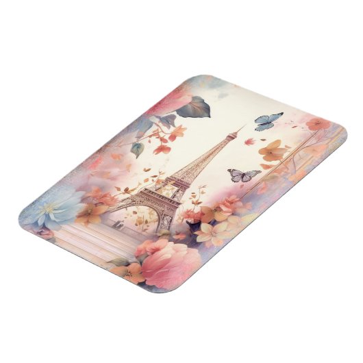 Eiffel Tower Butterflies and Flowers Magneet (Linkerzijde)