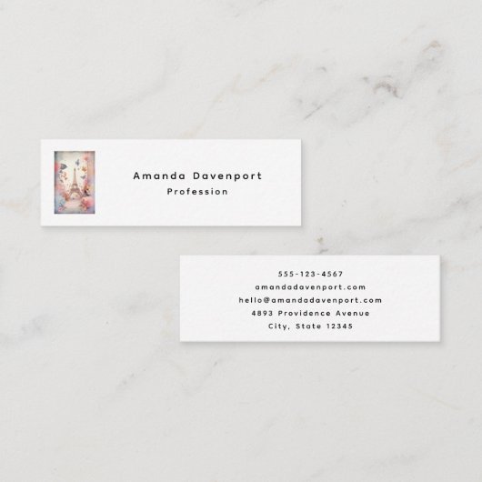 Eiffel Tower Butterflies and Flowers Mini Visitekaartje (Voorkant / Achterkant)