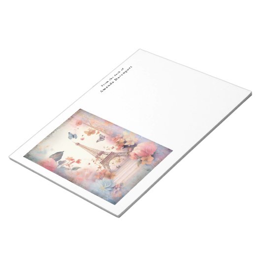 Eiffel Tower Butterflies and Flowers Notitieblok (Schuin)