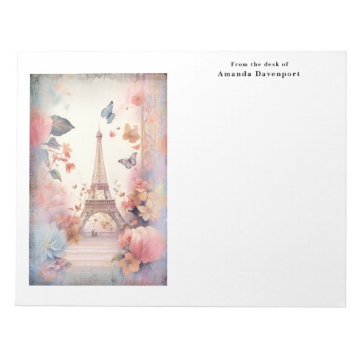 Eiffel Tower Butterflies and Flowers Notitieblok (Voorkant)