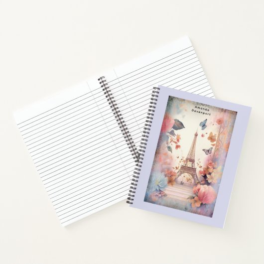 Eiffel Tower Butterflies and Flowers Notitieboek (Binnen)