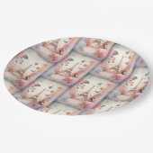 Eiffel Tower Butterflies and Flowers Papieren Bordje (Gekanteld)