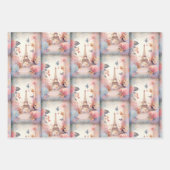 Eiffel Tower Butterflies and Flowers Pattern Inpakpapier Vel (Voorkant 3)