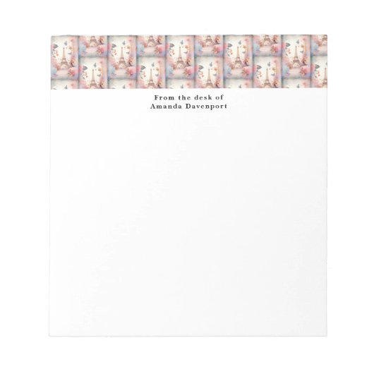 Eiffel Tower Butterflies and Flowers Pattern Notitieblok (Voorkant)