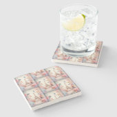 Eiffel Tower Butterflies and Flowers Pattern Stenen Onderzetter (Zijkant)