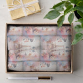 Eiffel Tower Butterflies and Flowers Pattern Tissuepapier (Geschenk)