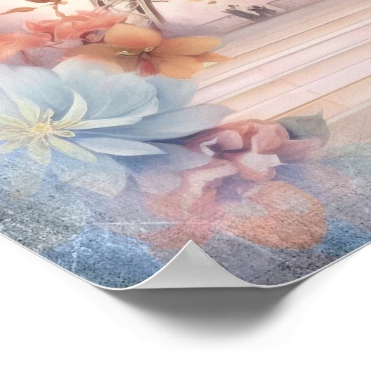 Eiffel Tower Butterflies and Flowers Poster (Hoek)