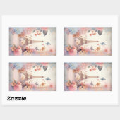 Eiffel Tower Butterflies and Flowers Rechthoekige Sticker (Vel)