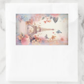 Eiffel Tower Butterflies and Flowers Rechthoekige Sticker (Tas)
