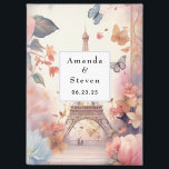 Eiffel Tower Butterflies and Flowers Save the Date Magneet<br><div class="desc">Magnet with a stylized Eiffel tower image surrounded by pretty butterflies and delicate garden flowers.</div>