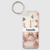 Eiffel Tower Butterflies and Flowers Sleutelhanger (Voorkant)