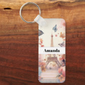Eiffel Tower Butterflies and Flowers Sleutelhanger (Voorkant)
