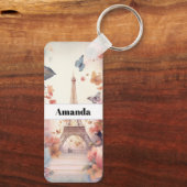 Eiffel Tower Butterflies and Flowers Sleutelhanger (Achterkant)