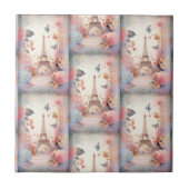 Eiffel Tower Butterflies and Flowers Tegeltje (Voorkant)