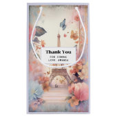 Eiffel Tower Butterflies and Flowers Thank You Klein Cadeauzakje (Achterkant)