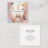 Eiffel Tower Butterflies and Flowers Vierkante Visitekaartje (Voorkant / Achterkant)