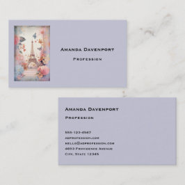 Eiffel Tower Butterflies and Flowers Visitekaartje