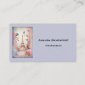 Eiffel Tower Butterflies and Flowers Visitekaartje (Voorkant)