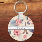 Eiffel Tower Butterfly and Roses Pattern Sleutelhanger (Achterkant)