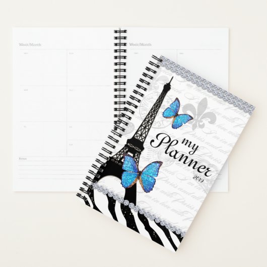 Eiffel Tower Butterfly French Country Script Planner (Display)