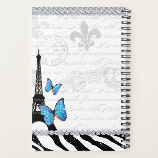 Eiffel Tower Butterfly French Country Script Planner (Achterkant)