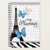 Eiffel Tower Butterfly French Country Script Planner (Voorkant)