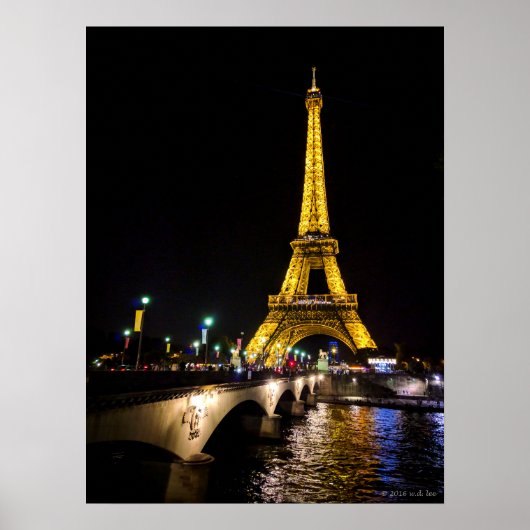 Eiffel Tower by Night over in Parijs, Poster Frank (Voorkant)
