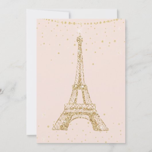 Eiffel tower chic gold glitter blush roze bruiloft kaart (Achterkant)