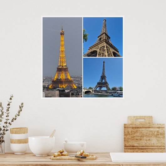 Eiffel Tower Collage  Poster (Keuken)