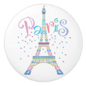 Eiffel Tower Confetti Ceramic Knob. Keramische Knop (Voorkant)