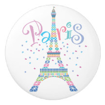 Eiffel Tower Confetti Ceramic Knob.