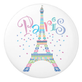 Eiffel Tower Confetti Ceramic Knob. Keramische Knop