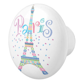 Eiffel Tower Confetti Ceramic Knob. Keramische Knop