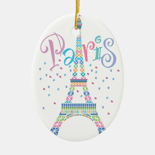 Eiffel Tower Confetti kerstversiering Keramisch Ornament (Voorkant)