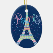Eiffel Tower Confetti kerstversiering Keramisch Ornament (Achterkant)