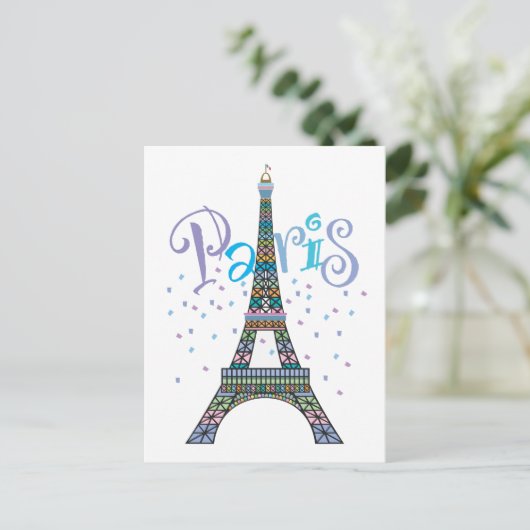 Eiffel Tower Confetti-postkaart Briefkaart (Staand voorkant)