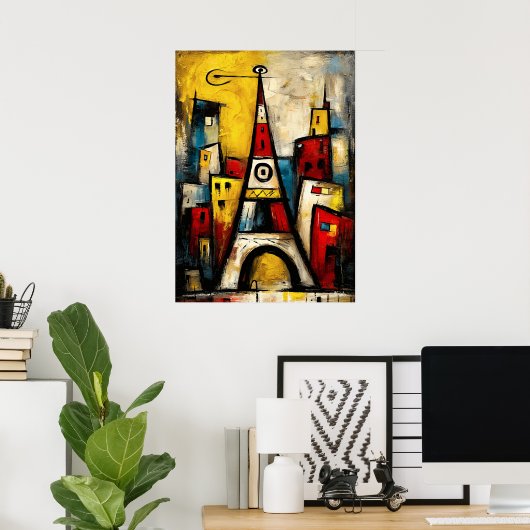 Eiffel Tower — Contemporary Abstract Expressionism Poster (Thuiskantoor)